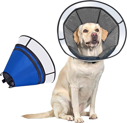 Soft Dog Cone for Dogs After Surgery, Breathable Pet Recovery Collar for Large Medium Small Dogs and Cats, Adjustable Dog Cone Collar, Elizabethan Collar (Blue, XXL(Neck 20“-24”))
