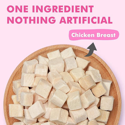 Freeze Dried Cats & Dogs Raw Treats, All Natural Single Ingredient Chicken Breast, High Protein Healthy Pet Training Treats or Food Topper, 6 oz