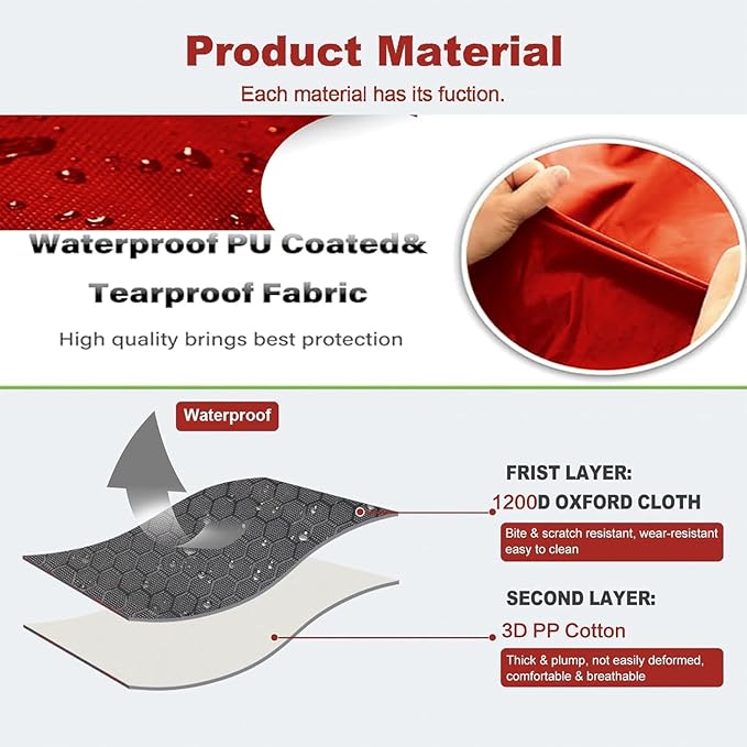 YOFANG 36"x25" Outdoor Travel Dog Bed,Portable Crate Mat Waterproof Anti-Slip, Kennel Pad Washable,Pet Camping Beds Ripstop 1200D Nylon Fabric,Easy to Clean for for Large Medium Dogs or Cats,Red