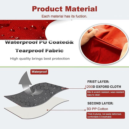 YOFANG 36"x25" Outdoor Travel Dog Bed,Portable Crate Mat Waterproof Anti-Slip, Kennel Pad Washable,Pet Camping Beds Ripstop 1200D Nylon Fabric,Easy to Clean for for Large Medium Dogs or Cats,Red