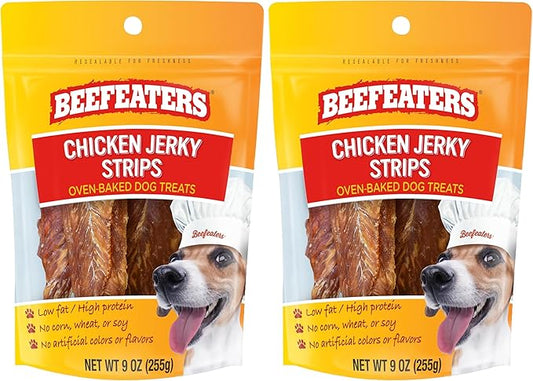 Beefeaters Chicken Jerky Strips for Dogs – Dog Treat. 100% Real Chicken Breast, Grain-Free, No Additives, Perfect for Training & Healthy Growth, Allergy-Friendly