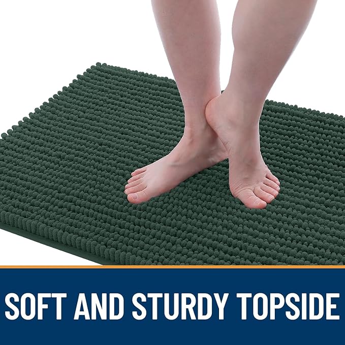 OLANLY Dog Door Mat for Muddy Paws 59x20, Ultra Absorbent Chenille Mud Doormat, Non-Slip Washable and Dirt Trapping Doormat for Indoor Entryway, Quick-Dry Indoor Pet Bed Mats for Dogs, Blackish Green