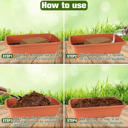 ZeeDix 4 Pack Coconut Fiber Substrate, 100% Organic Coconut Husk Coco Coir Brick Terrarium Bedding for Reptiles, Tortoise, Bearded Dragon, Leopard Gecko, Snake, Hermit Crabs, Frogs, Tarantula