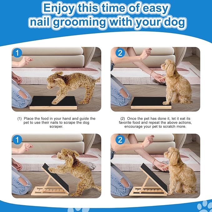 Dog Nail Scratch Pad with Sandpaper Filing Replacement Sandpapers Included and Non-Slip Pad, Scratch Board Trimming Tool Alternative to Dog Nail Clippers and Grinders (Without Treat Box)