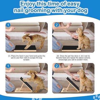 Dog Nail Scratch Pad with Sandpaper Filing Replacement Sandpapers Included and Non-Slip Pad, Scratch Board Trimming Tool Alternative to Dog Nail Clippers and Grinders (Without Treat Box)