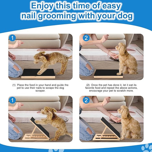 Dog Nail Scratch Pad with Sandpaper Filing Replacement Sandpapers Included and Non-Slip Pad, Scratch Board Trimming Tool Alternative to Dog Nail Clippers and Grinders (Without Treat Box)