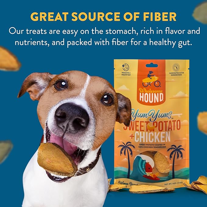 Wholesome Hound- Healthy Dog Treats- Chicken Chips & Sweet Potato, 2 Simple Ingredient Recipe, Lean 100% All Natural Dog Training Treats for Small Medium Large Breeds & Puppies, Made in USA- 4oz