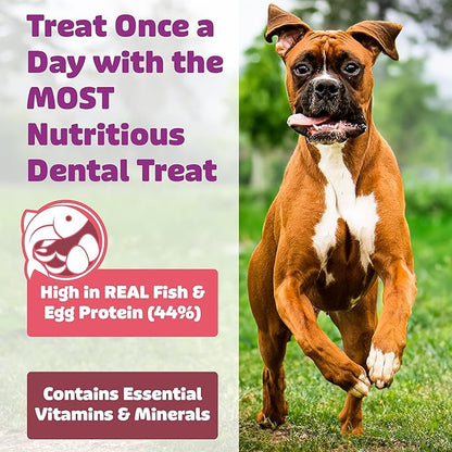 Yummy Combs Dog Dental Treats – Fish & Egg Protein – Vet VOHC Approved, Removes Tartar – A Daily Teeth Cleaning Treat for Extra Small Dogs (30 Count)