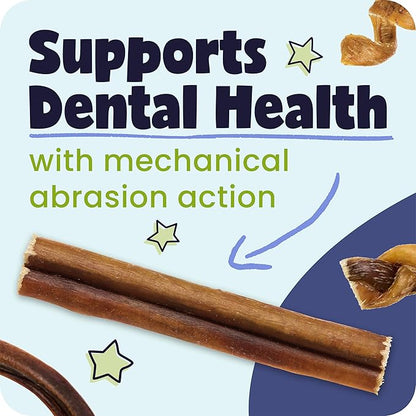 Pawstruck All-Natural 9" Bully Sticks for Dogs - Long Lasting, Rawhide-Free, Low Odor & Grain-Free Dental Chew Treat - Healthy Single Ingredient, 100% Real Beef - 1 lb Bag