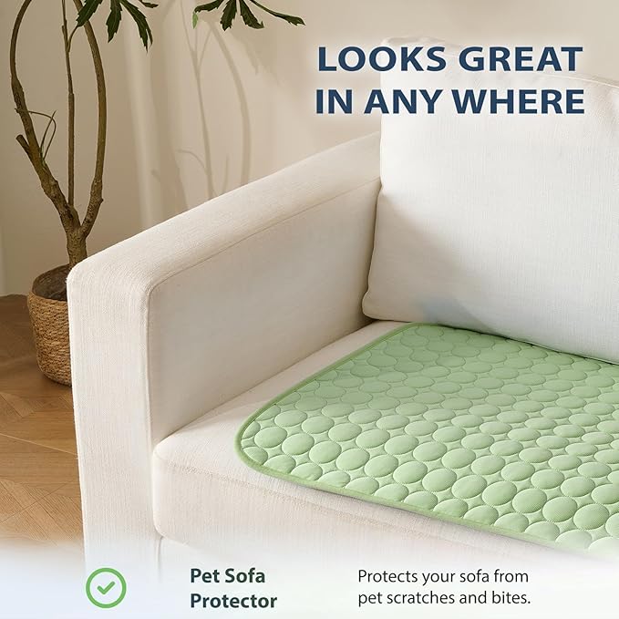 MICROCOSMOS Summer Cooling Mat & Sleeping Pad- Water Absorption Top, Materials Safe, Easy Carry, EZ Clean. Keep Cooling for Pets, Kids and Adults.(Green, 28" x22")