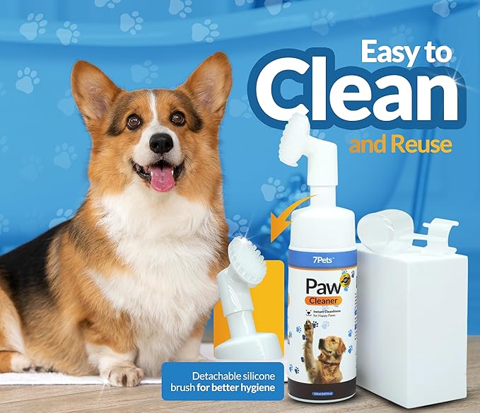 Paw Cleaner for Dogs & Cats | Gentle Dog Paw Washer | No Rinse Foaming | Unscented | Pet Foot Cleaner with Built-in Silicone Brush for Muddy Paws | Puppy & Kitten Paw Wash | 5 fl oz