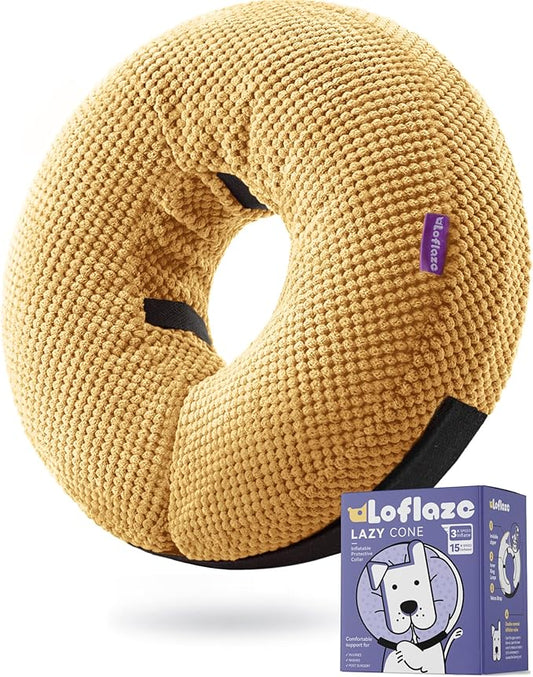 Inflatable Dog Cone Collar - Dog Neck Donut Cone Collar Alternative After Surgery - Soft Cone for Large Medium Small Dogs Cats - Alternative Recovery E Collar (Yello, M)