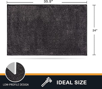 PURRUGS Dirt Trapping Door Mat 24" x 35.5", Non-Slip Machine Washable Entryway Rug, Dog Doormat, Indoor Front Door Mat, Super Absorbent Entry Rug for Muddy Shoes & Paws, Charcoal