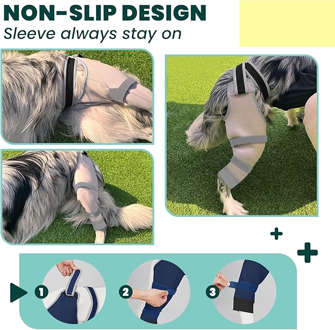 Dog Rear Leg Sleeve to Prevent Licking - Comfortable Recovery Sleeve for Back Hind Leg, Wound Recovery After Surgery for Torn ACL/CCL TPLO, with Extra Plastic Wear Strap, Cone Alternative (Deep Blue)