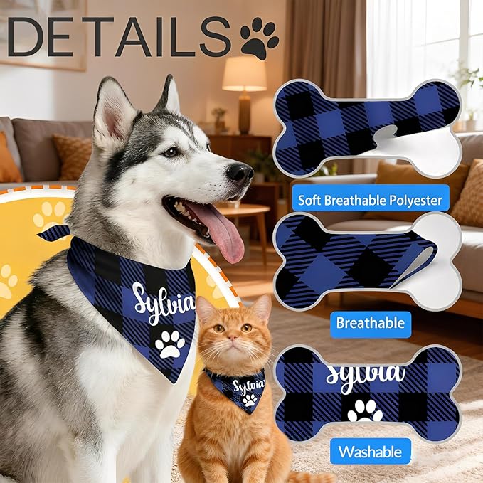 Personalized Dog Bandana Custom Dog Pet Name Scarf Customized Adjustable Triangle Scarf Birthday Style9