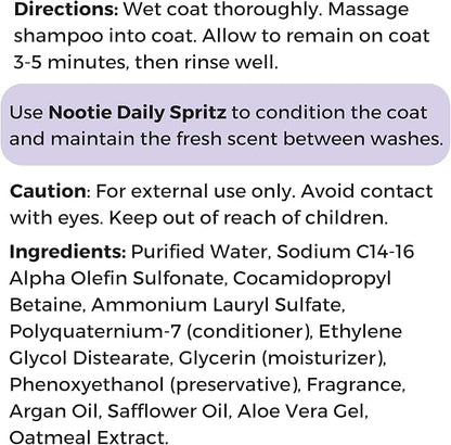 Nootie - Pet Shampoo for Sensitive Skin - Revitalizes Dry Skin & Coat - Natural Ingredients - Gentle Dog Shampoo - Cleans & Conditions