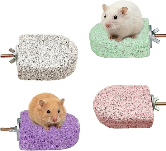 kathson 4PCS Hamster Climbing Ledge Platform, Hamster Lava Ledge, Pet Chewing GrindingToys Chinchillas Lava Block Toys Small Animals Cage Accessories for Guinea Pig, Squirrel, Gerbil, Bird