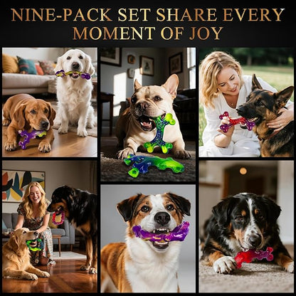Frienhund 9-Pack Indestructible Dog Toys for Aggressive Chewers, Durable Chew Toys for Large Dogs, Dog Toy for Aggressive Chewer Large Breed, A Super Set for Happiness for All Dogs