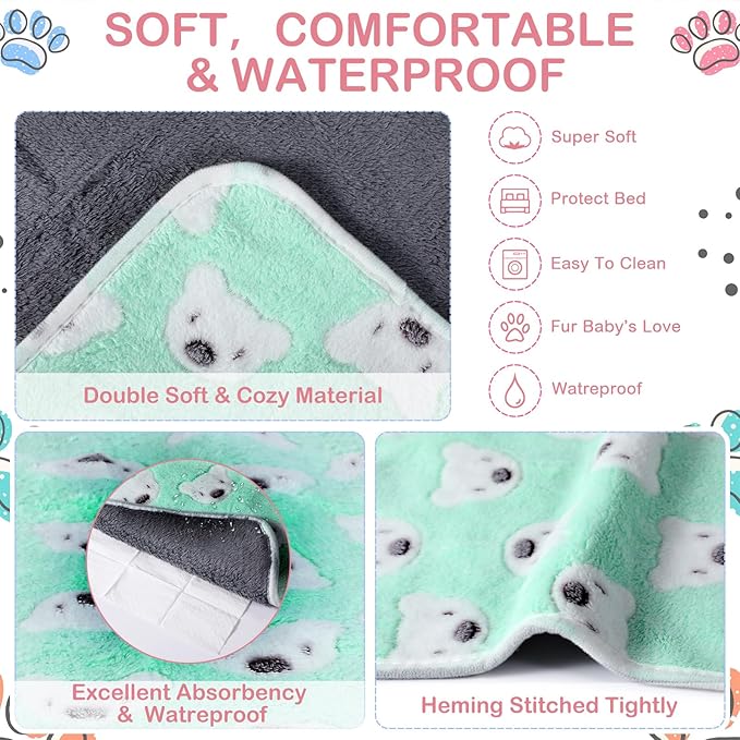 Reginary 4 Pcs Waterproof Guinea Pig Blankets Washable Small Animal Fleece Bedding Guinea Pig Cage Liners Reusable Training Pads Pet Pee Pad Sleep Mat for Hamster(Bear Pattern,24 x 16 Inch)