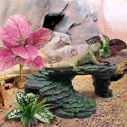 Moonorange Reptile Artificial Plants, Terrarium Plants Decorations Supplies, Aquarium Fish Tank Plants, Amphibian Habitat Hideout Tank Accessories(L Set-3pcs/F)