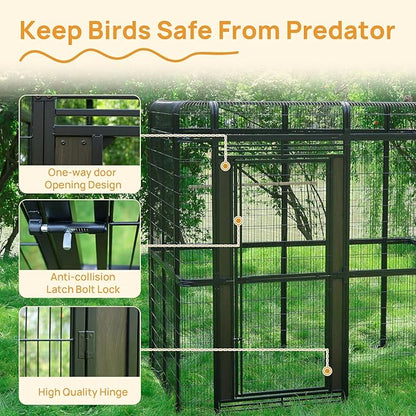 wonline 10FT Extra Large Bird Cage for Parakeets Outdoor Bird Aviary Parrot Cage with Perch, Walk-in Heavy Duty Birdcage for Macaws Canaries Parrots Budgie Lovebirds, Black