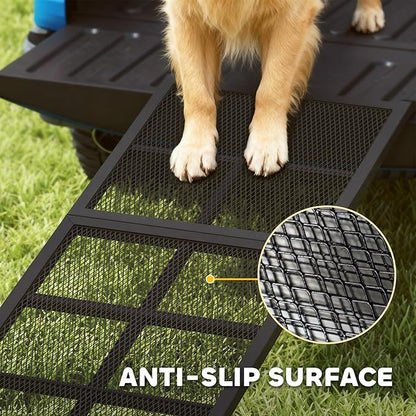 PawHut Dog Ramp for Car, 75" x 20" Large Folding Pet Ramp with Non-Slip Surface, Extra Long and Wide, Portable Pet Stairs for Large, Small & Senior Dogs to Get in Cars, SUVs, Trucks & Beds