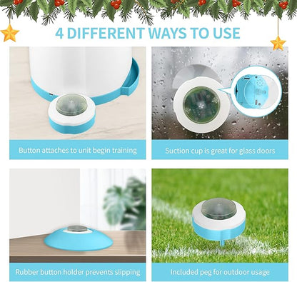 PETGEEK Dog Treat Dispenser with Button, Automatic Dog Feeder with Remote Control and Dual Power Supply, Dogs Puzzle Toys and Interactive Pet Stimulation Toys for Indoor/Outdoor Play (Blue)