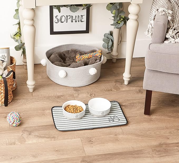 Bone Dry Machine Washable, Ultra Absorbent Pet Mat, 10x18, Gray Stripe