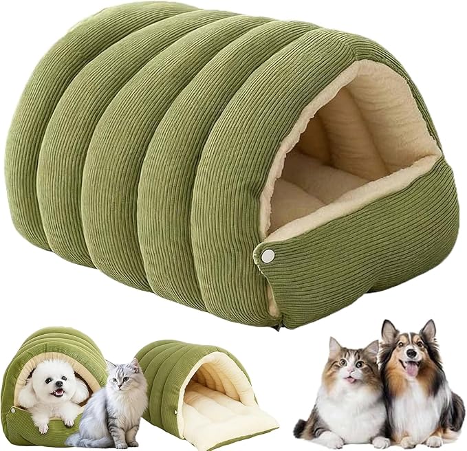 Cat Bed, Cat Beds for Indoor Cats, Cat Cave Bed Cat Tent with Removable Cushion, Warm Cave Nest Sleeping Bed Puppy House for Cats Small Dogs (Green, M)