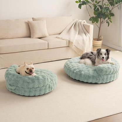 EHEYCIGA Extra Small Dog Bed and Cat Couch for Puppy and Kitten - Fluffy Faux Rabbit Fur Pet Sofa with Washable Removable Cover, Waterproof and Non-Slip, 20 Inch, Sage Green