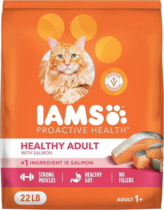 IAMS Proactive Health Healthy Adult Dry Cat Food with Real Salmon, 22 lb. Bag
