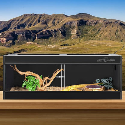 REPTI ZOO 68 Gallon PVC Reptile Terrariums, 48x18x18 Reptile Tanks Enclosure for Bearded Dragon Ball Python Snake Gecko, PVC Reptile Lounge Habitat with Glass Sliding Door & Top Screen Ventilation