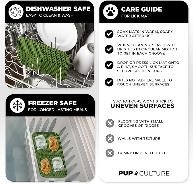 Pup Culture Dog Lick Mat for Dogs, Feeding Pad for Anxious Pets Plus 4 Different Puzzles for Mental Stimulation for Dogs - Supports Mental, Dental, and Digestive Health, Bite Resistant and Heavy Duty