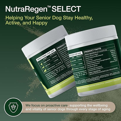 Select Senior Dog Dental Powder 30 Servings | Beef Flavored Dog Breath Freshener for Oral & Gum Health | Pet Dental Powder Helps Manage Plaque & Tartar Buildup and Chewing Issues | 4.6 Oz