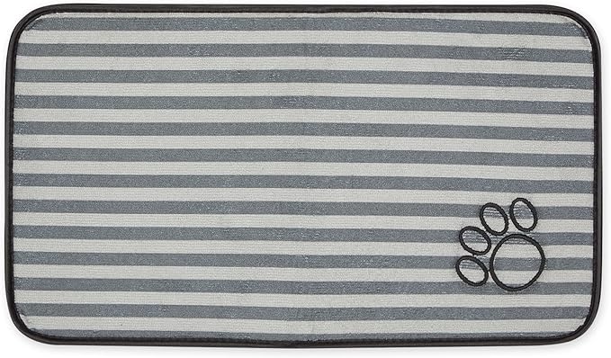 Bone Dry Machine Washable, Ultra Absorbent Pet Mat, 10x18, Gray Stripe