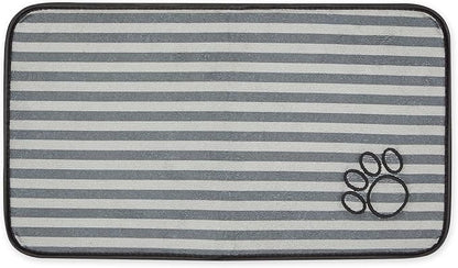 Bone Dry Machine Washable, Ultra Absorbent Pet Mat, 10x18, Gray Stripe