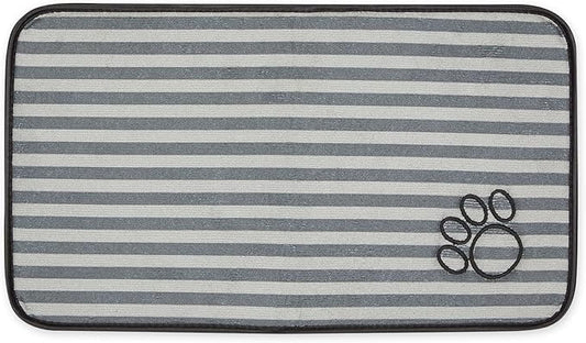 Bone Dry Machine Washable, Ultra Absorbent Pet Mat, 10x18, Gray Stripe