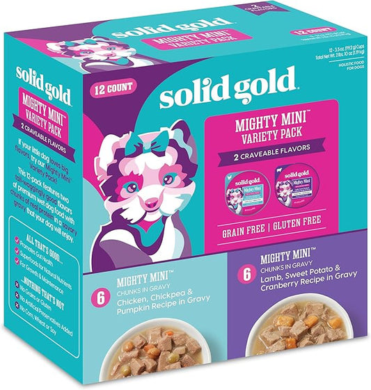 Solid Gold Wet Dog Food for Small Dogs - Grain Free Small Dog Food Wet Recipe w/Chicken, Lamb & Superfoods for Gut Health & Immune Support - for Puppies, Adult & Senior Breeds - 12ct Variety Pack