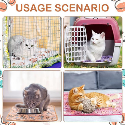 Reginary 4 Pcs Waterproof Guinea Pig Blankets Washable Small Animal Fleece Bedding Guinea Pig Cage Liners Reusable Training Pads Pet Pee Pad Sleep Mat for Hamster(Paw Print,35 x 24 Inch)