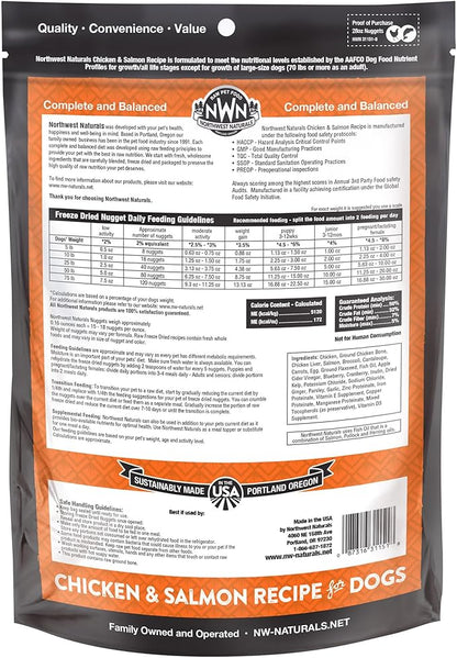 Northwest Naturals Freeze-Dried Chicken & Salmon Dog Food - Bite-Sized Nuggets - Grain-Free, High-Protein, Raw Diet, Human-Grade, Limited Ingredients, All Natural, Omega-3 for Skin & Coat - 25 Oz