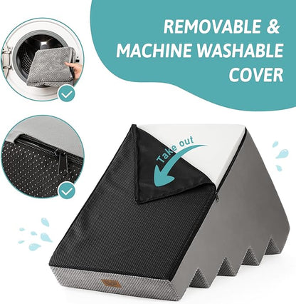 Dog Stairs for Small Dogs, 5 Tier Wider Pet Stairs for High Beds, 23.6" H Non-Slip Dog Steps for Old Cats, Puppies, Small Medium Dogs, 19.7x29.5x23.6 inch, Grey