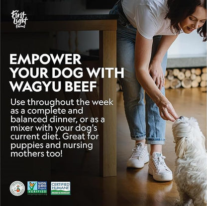 First Light Farms Freeze-Dried Dog Food Topper for Picky Eaters | High Protein Treat | Grain-Free Formula for All Breeds & Life Stages | Premium Wagyu Beef & Certified Humane | 1.5lb Bag