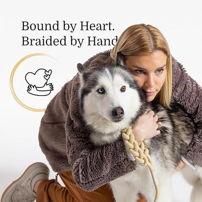 2025 New Edition, Fei & Eve Hand-Braided Dog Leash, 4FT | SP Cotton Material | Heavy Duty Training | Comfort Grip Handle for Small/Medium/Large Dogs, Champagne