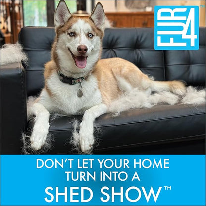 FUR4 deShedding Dog Brush for Short Hair Dogs – Pet Hair Brush with 4 Carbon Fiber Edges – deShedding Tool Removes Loose Fur – Gentle & Effective Dog Grooming Brush for Shedding