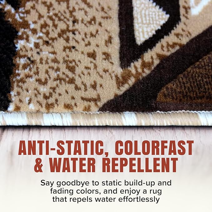 YHSF South West Native American Area Rug C318 - Easy Clean, Thick, Soft, Durable Native Tribal American Indian Inspired Rug for Bedroom/Living Room and more - Ivory, 3 Feet 10 Inches x 5 Feet 2 Inches