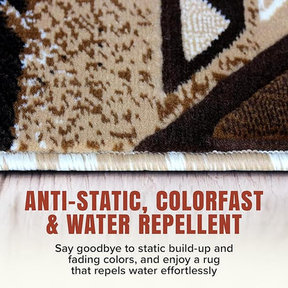YHSF South West Native American Area Rug C318 - Easy Clean, Thick, Soft, Durable Native Tribal American Indian Inspired Rug for Bedroom/Living Room and more - Ivory, 3 Feet 10 Inches x 5 Feet 2 Inches