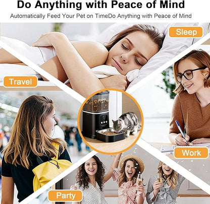 PGID Automatic Cat Feeder, 2.4G WiFi Automatic Dog Food Dispenser，Auto Dog Feeder with APP Control, 5L Timed Auto Cats Food Dispenser w 2-Way Audio for Multiple Pet