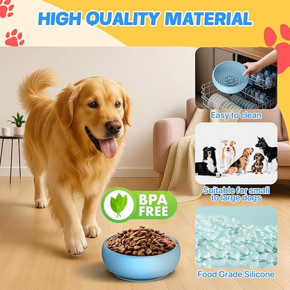 Pawinner 2 Pack Dog Lick Bowl, Freeze Lick Mat for Dogs, Non-Slip Slow Feeder Licking Bowl with Suction Cups, Food Grade Silicone, Enrichment Puzzle Feeder for Distraction