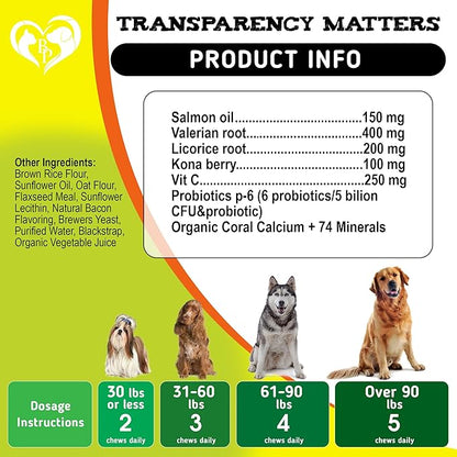 Dog Anti Itch & Allergy Relief Chews - Dry Itchy Skin & Hot Spot Treatment with Probiotic, Omega 3 Oil- Immune Supplement & Seasonal Allergies Medicine for Dogs, Puppy