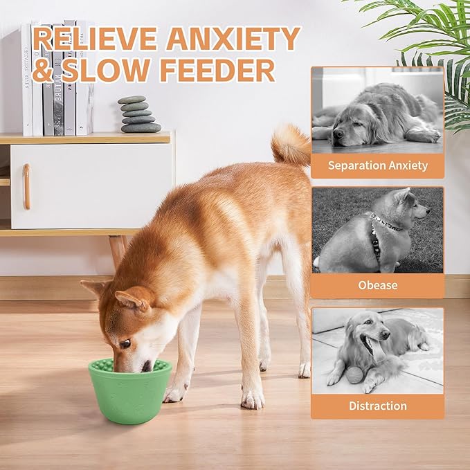 Dog Lick Bowl,Anxiety Relief Non-Slip Silicone Treat Bowl,Durable Anti-Choking Long-Lasting Enrichment Slow Feeder Licking Mat for Medium Large Breed,Freezable BPA Free Silicone Dishwasher Safe